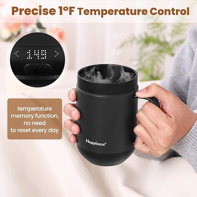 Smart Heated Coffee Mug,16oz Rechargeable Electric Self Heating Temperature Control Coffee Cup