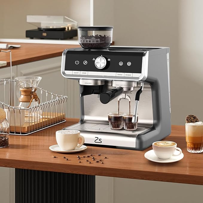 20 Bar Espresso Machine For Home Barista, Coffee Espresso Machine for Cappuccino, Latte, Automatic Espresso Maker with Milk Frother Steam Wand, PID Temp Control, 95OZ Water Tank,Gray