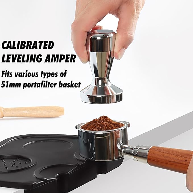 58mm Espresso Accessories Kit, 316 stainless steel Espresso Tamper, WDT Tool, Puck Screen and Dosing Funnel Set Fits Delonghi 58 mm Espresso Coffee Machines and Portafilter, Barista Tools