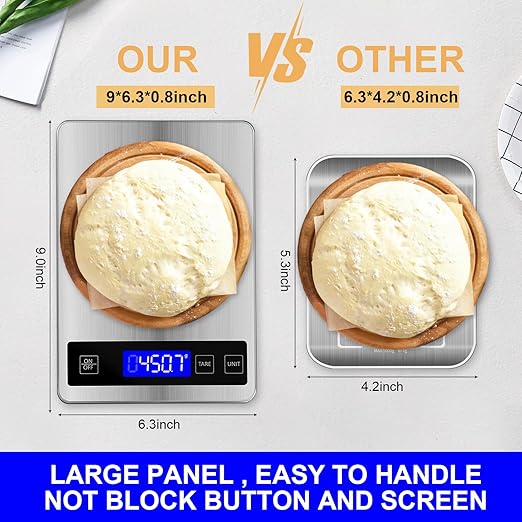Ionsno 22lb Food Scale, Digital Kitchen Scale Weight Grams and oz for Weight Loss Cooking Baking, 1g/0.1oz Precision, Rechargeable and Waterproof, Stainless Steel and Tempered Glass, Gray Silver