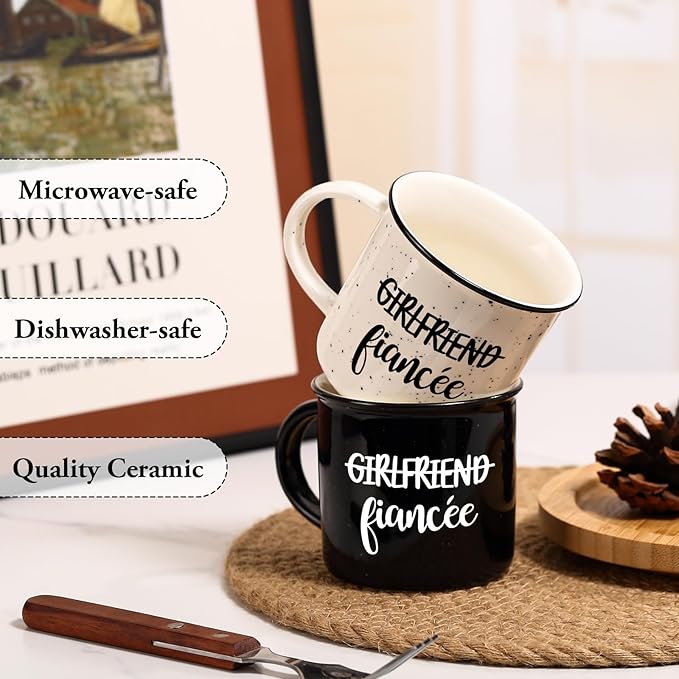 Physkoa Lesbian Wedding Gift – Funny Lesbian Gift for Her, 11oz Ceramic Coffee Cups for Lesbian Couple, Engagement or Anniversary