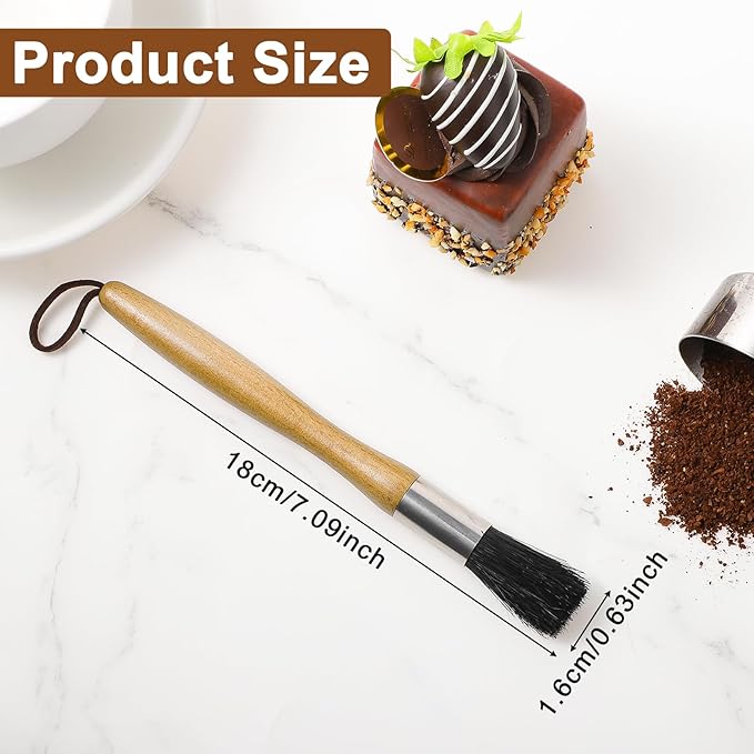 Coffee Brush Espresso Maker Coffee Brush With Wooden Handle Natural Boar Bristles Machine Cleaner Tool For Home Kitchen Barista With Hanging Loop