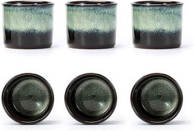 Espresso Cups Set of 6, Demitasse Cups 2.5 Ounces Coffee Mugs, Ceramic Teacups Japanese Tea Cups, Chinese Tea Cups (magic interior&exterior)