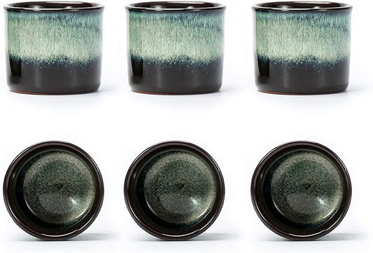 Espresso Cups Set of 6, Demitasse Cups 2.5 Ounces Coffee Mugs, Ceramic Teacups Japanese Tea Cups, Chinese Tea Cups (magic interior&exterior)