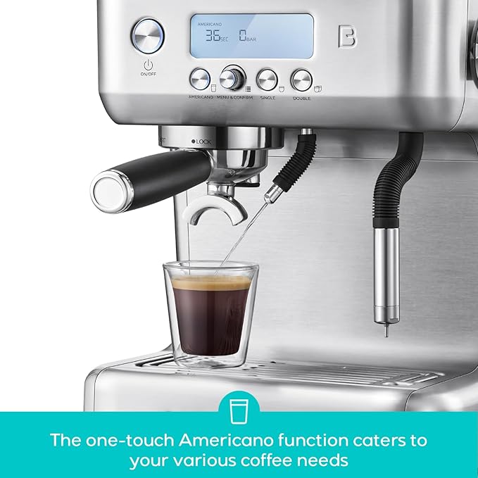 CASABREWS Neutron Pro Espresso Machine with Dual Boiler, 20 Bar Espresso Maker with Milk Frother and LCD Display, Cappuccino Latte Maker with Temperature Control, 91oz Water Tank, Stainless Steel