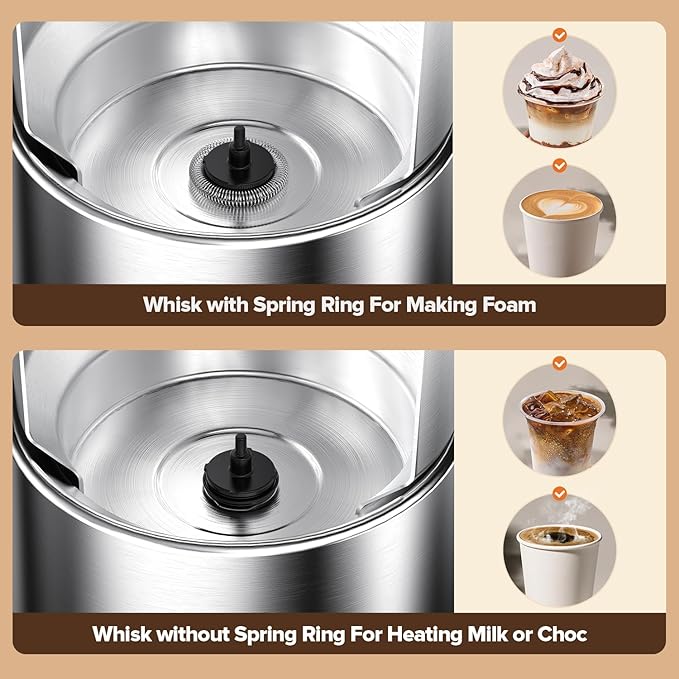 Milk Frother and Steamer, Large Capacity Detachable Electric Milk Frother, Automatic Warm and Cold Foam Maker, Hot Chocolate Maker, BPA Free
