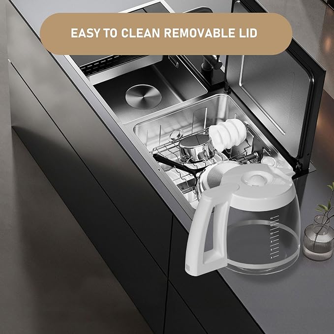 14-Cups Coffee Carafe Replacement Pot Compatible with Cuisinart Coffee Machine DCC-2200RC, DCC-2200, DCC-3200, DCC-3200P1, DCC-3200FR, DCC-2600, DCC-2800,DCC-1800FR CBC-7400 CBC-7000PC White