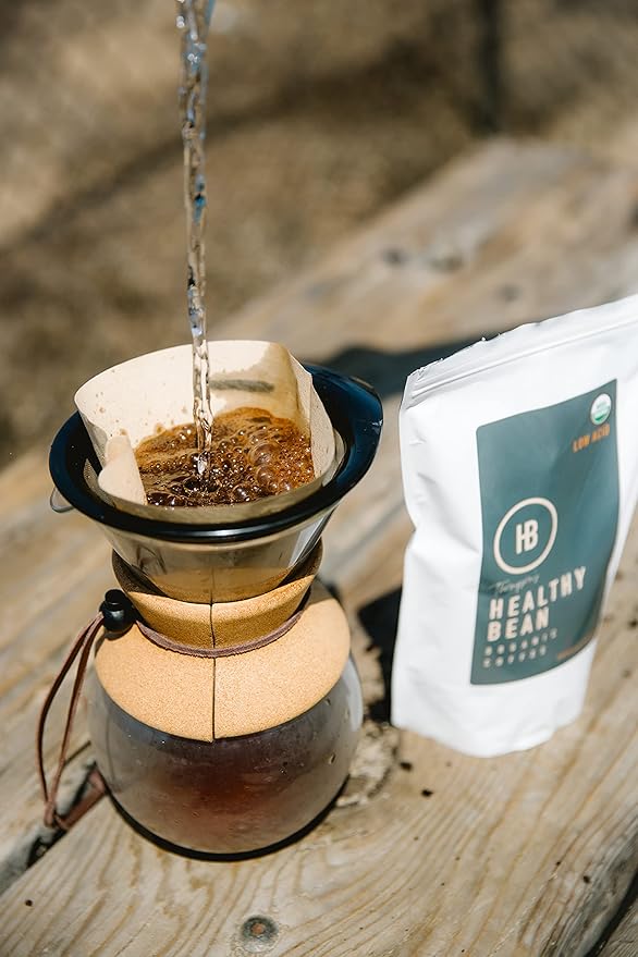 Healthy Bean Espresso Organic Coffee Beans Whole - Low Acid Coffee for Sensitive Stomach, Strong and Rich Flavor - USDA Organic, Dark Roast Whole Bean, 11oz