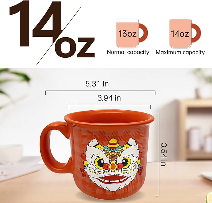 COLOR MAGIC Ceramic Coffee Mugs Set Of 2,14 oz Coffee Cups With Handle, Large Coffee Mugs Perfect For Cappuccino, Latte, Americano, Tea Bag, Beverage