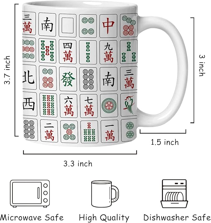 Mahjong Gifts Mug, Mahjong Gifts for Women Coffee Cup Ceramic, Gift for Mah Jong Players Lovers, Mah Jong Ceramic Coffee Tea Mug 11 oz