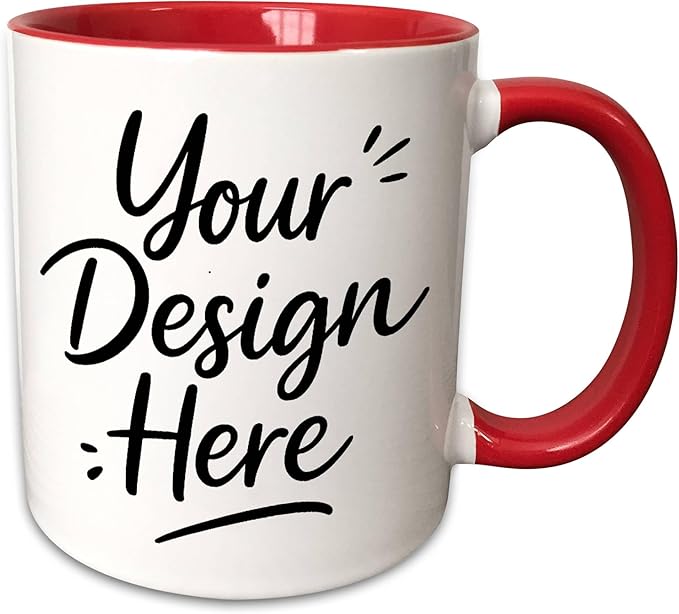 Custom Large Two-Tone Red Coffee Mug 15oz - Personalized Design Both Sides - Extra Big White & Red Ceramic Mug - Jumbo Valentine Gift