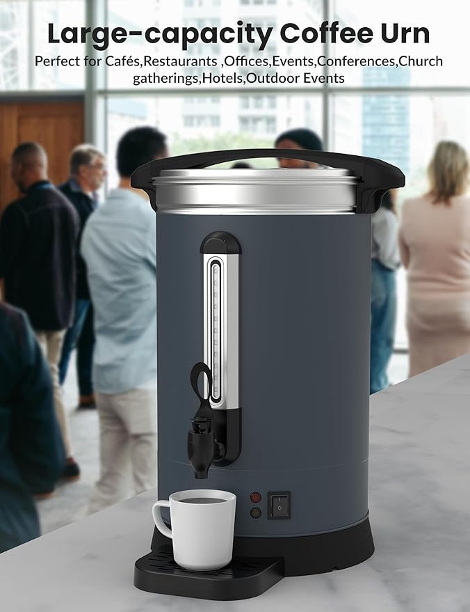 120 Cup Commercial Coffee Urn (18L/4.8 Gal), Double-Wall Insulated Stainless Steel Electric Hot Beverage Dispenser with Fast Brew for Catering, Events & Buffets