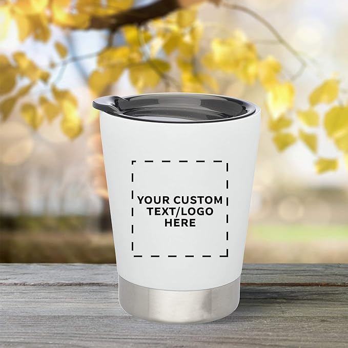 Personalized 12 oz. Itsy Vacuum Insulated Travel Mugs - 12 Pack - Custom Text, Logo - White