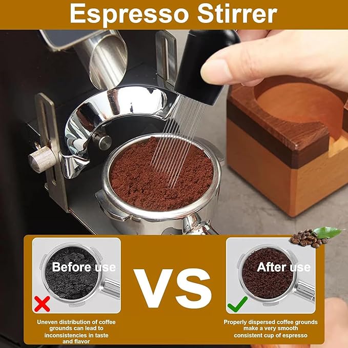 51mm Espresso Accessories Kit - WDT Tool Espresso Tamper, Coffee Distribution Tool, Dosing Funnel, Dual Head Coffee Leveler Fits Delonghi 51 mm Espresso Machines and Portafilters