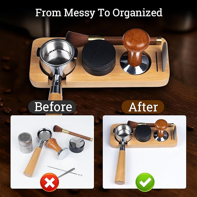 28PCS Espresso Accessories Kit,54mm Espresso Tamper Tools,Includes Wood Station,Distributor,Stirrer,Dosing Funnel,Brush,Puck Screen,Frothing Pitcher,Latte Pen,Powder Ring,Towel,Decorative Stencils