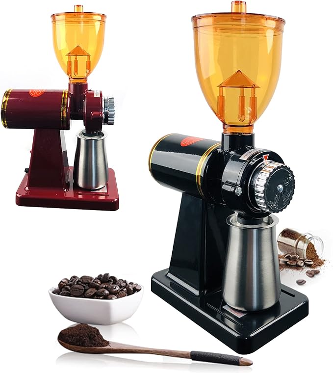 250g Commercial Coffee Grinder Electric Grain Mill Grinder Automatic Burr Coffee Grinder Machine Coffee Bean Grinder Mill Espresso Bean Grinder Machine Household Coffee Bean Grinder (Red)