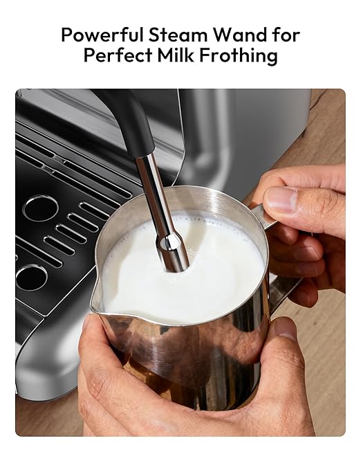 EUHOMY Espresso Machine with Grinder, 20 Bar Professional Espresso Coffee Maker for Home, with Milk Frother for Latte, Cappuccino & Barista-Style
