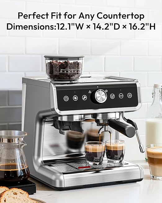 EUHOMY Espresso Machine with Grinder, 20 Bar Professional Espresso Coffee Maker for Home, with Milk Frother for Latte, Cappuccino & Barista-Style Drinks