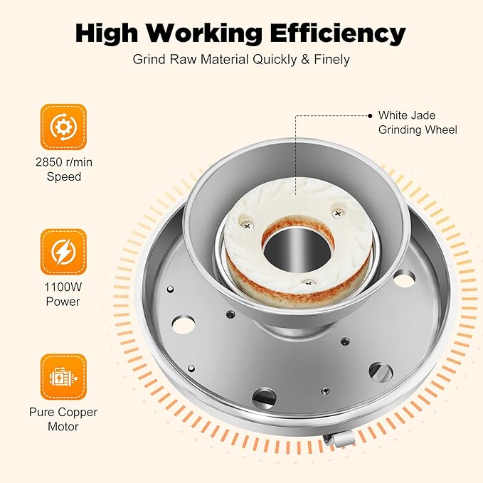 110V Peanut Butter Maker Machine 1100W Household/Commercial Electric Grain Grinder, Sesame Sauce Grinder Low Noise High-Speed Grinding for Dry Ingredients like Herbs Spices Coffee Corn Beans