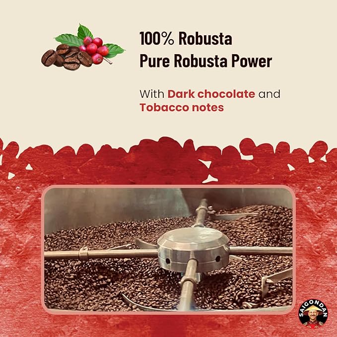 Vietnamese Coffee Beans – Saigondan Passion 100% Robusta French Roast Whole Bean – Premium Single Origin, Direct Trade Vietnamese Coffee – Bold Dark Chocolate Flavor – 12 oz