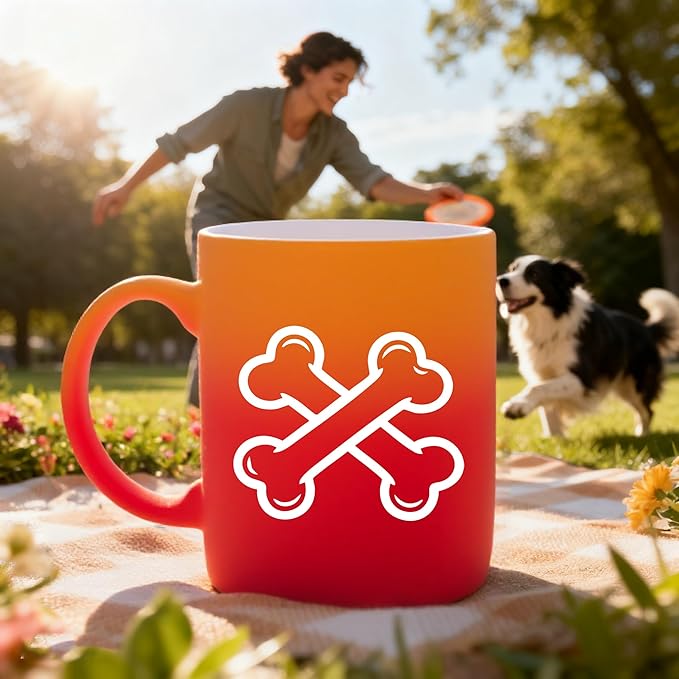 G MUGS Dog Bone Ceramic Coffee Mug - 13oz Tea Mug with Crossed Dog Bones Design, Cute Dog Lover Mug for Pet Owners, Gift for Women Men Black Mug