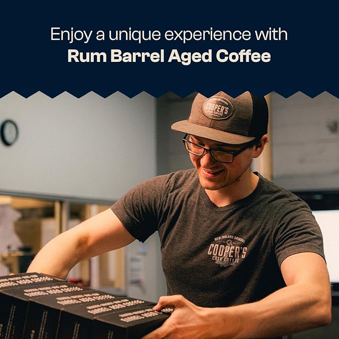 Rum Barrel Aged Coffee, Single-Origin Rwandan Beans Aged in Rum Barrels, Medium Roast Whole Bean, 5 lb