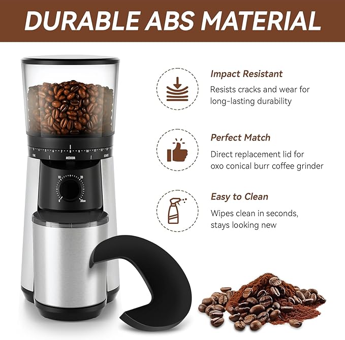 Coffee Grinder Replacement Lid for OXO Brew Conical Burr Coffee Grinders, Container Lid for OXO Burr Coffee Grinder Parts (Black)
