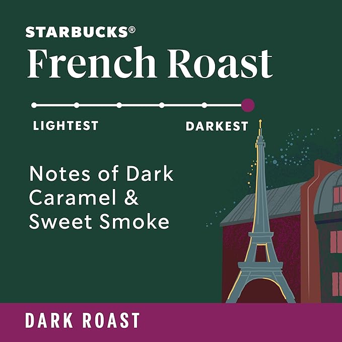 Starbucks Whole Coffee Beans, Dark Roast Hot or Iced Coffee, French Roast, 18 oz