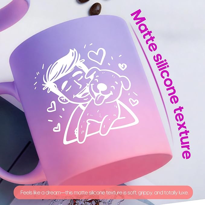 G MUGS Ceramic Coffee Tea Mug, Cute Boy & Dog Hug Design Mug (Solid Purple), Adorable Pet Lover Gift for Men Women,13oz Black Mug
