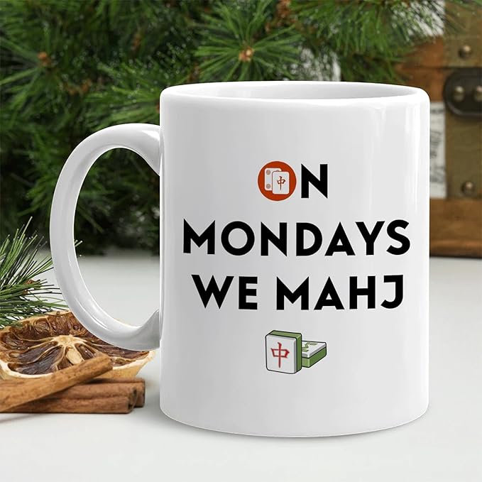 Mah Jong Gifts Mug, Mahjong Gifts for Women Coffee Cup Ceramic, Gift for Mah Jong Players Lovers, Mahjong Tiles Accessories Ceramic Coffee Tea Mug 11 oz