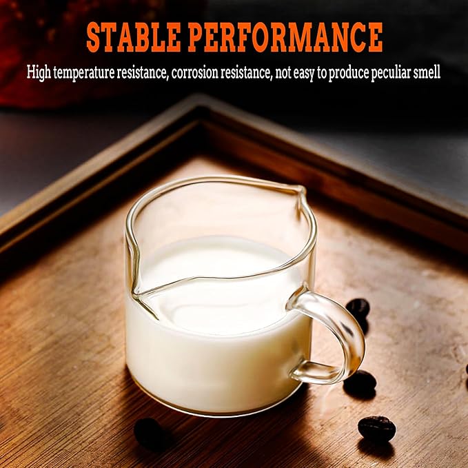 Jiodaueyu Glass Espresso Cups Set of 2, 4 OZ Double Spouts Cups, Espresso Coffee Bar Espresso Accessories