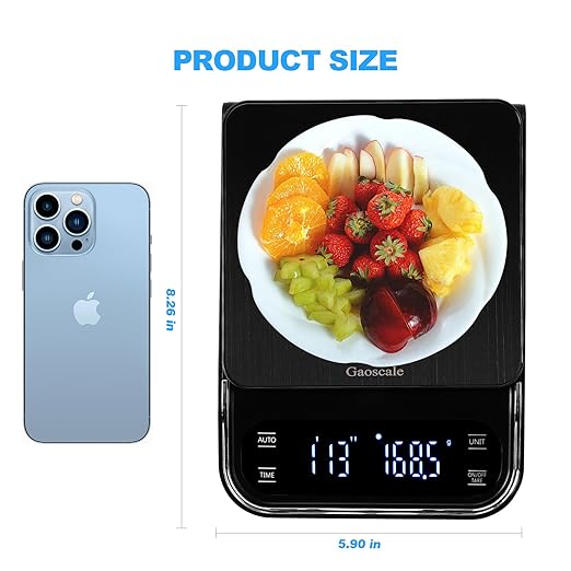 Coffee Scale With Timer - Digital Espresso Scale Rechargeable, Back-Lit LCD Display, 4 Units, 3kg/0.1g High Precision