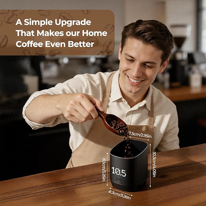 Digital Coffee bean Dosing Cup with LED Display, 0.1g High Precision Espresso Scale for Coffee Beans & Grounds, Touch Sensor Brewing Accessory for Espresso & Pour Over, Ideal for CoffeeLovers -Black