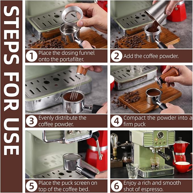 51mm Espresso Accessories Kit,316 Stainless Steel WDT Tool Espresso,Dosing Funnel and Puck Screen Set,Espresso Distribution Tool,Espresso Coffee Stirrer for Barista