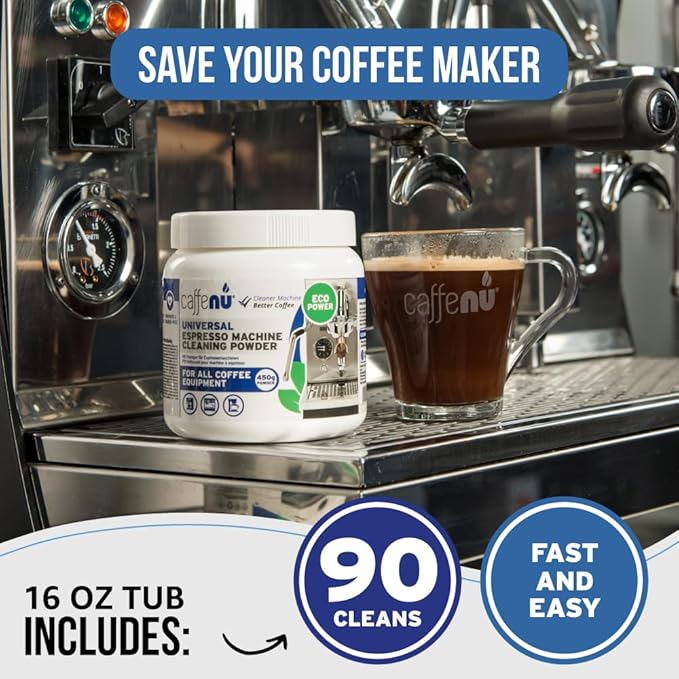 Caffenu Coffee Machine Cleaner Powder 450G - Espresso Machine Cleaner for Group Head - Commercial Machine Cleaning Formula - Complete Your Barista Accessories Collection