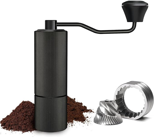 Manual Coffee Grinder, Manual Burr Coffee Grinder Capacity 25g with CNC Stainless Steel Conical Burr, Internal Adjustable Setting, Hand Coffee Grinder for Espresso, Pour Over, French Press, Moka.