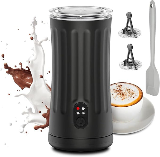 Ovetedot Milk Frother, Upgraded 4-in-1 Milk Frother and Steamer, Hot and Cold Foam Maker and Milk Warmer with Temperature Control & Auto Shut-Off, Frother for Coffee, Latte, Cappuccino, Matcha(Black)