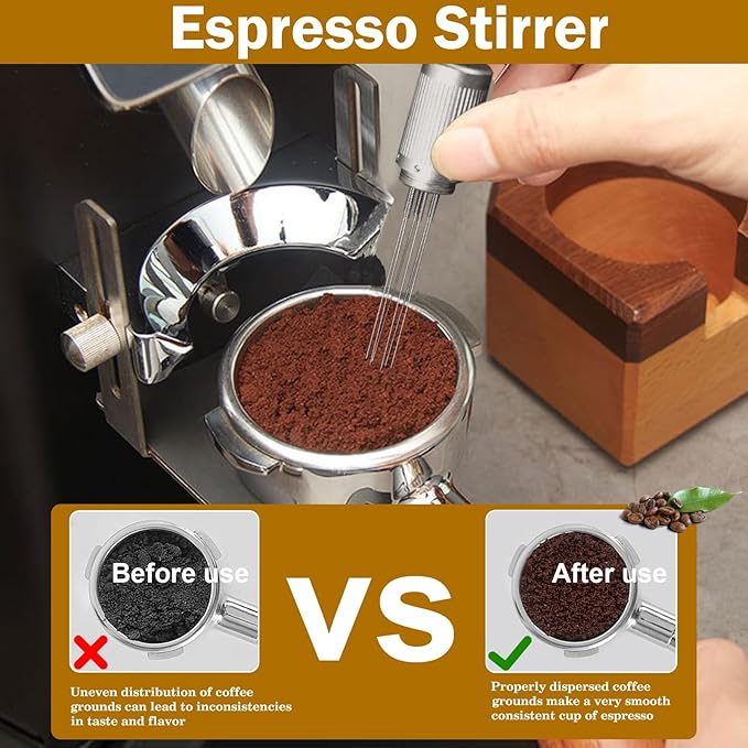 58mm Espresso Accessories Kit, 316 stainless steel Espresso Tamper, WDT Tool, Puck Screen and Dosing Funnel Set Fits Delonghi 58 mm Espresso Coffee Machines and Portafilter, Barista Tools