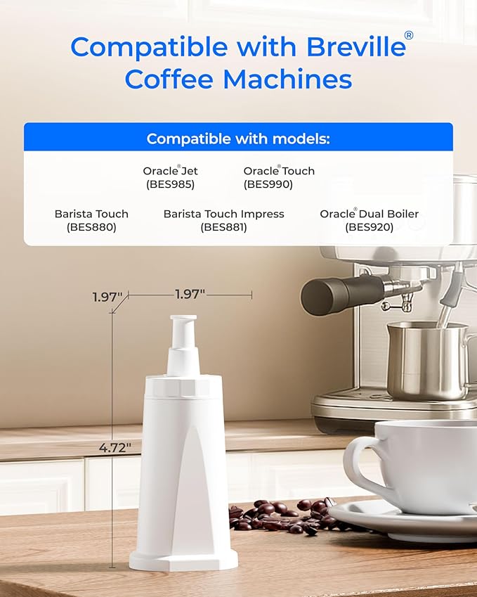 Waterdrop Coffee Filter, Replacement for Breville® Water Filter, Breville® Express Espresso Machine Water Filter, Breville® Barista Touch, Oracle® Touch BES990, TÜV SÜD Certified, 8 Packs