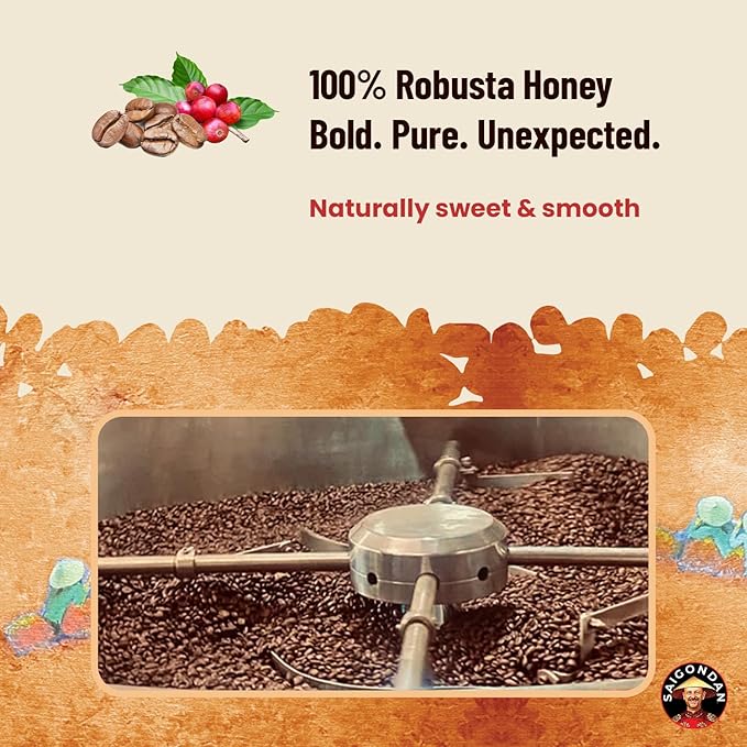 Vietnamese Coffee Beans – Saigondan Adventure 100% Robusta Light Espresso Roast Whole Bean – Premium Single Origin, Direct Trade Vietnamese Coffee – 12 oz