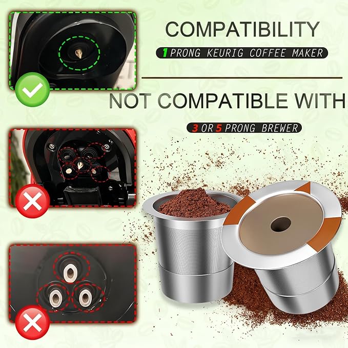 Reusable K Cups and Coffee Pods for Keurig: Stainless Steel K Cups Coffee Filters Compatible 1.0 & 2.0 Coffee Makers Machine (1Pack)