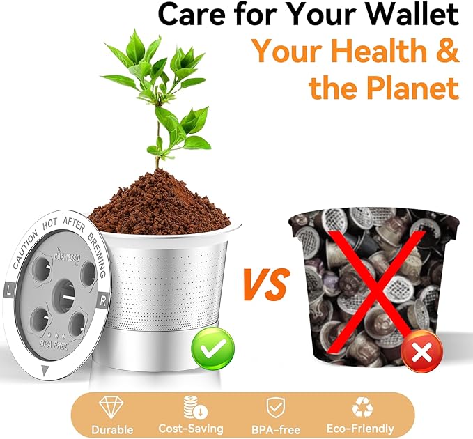 CAPMESSO Reusable K Cups for Keurig: 2025 Updated My K cup Metal Coffee Filter Refillable Coffee Pods with 5 Holes - for K Supreme/K Slim/K-Duo Gen2/K-Brew Chill with MultiStream Technology (2 Pack)