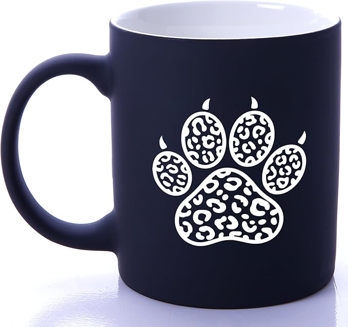 G MUGS Dog Paw Ceramic Coffee Mug, Leopard Print Pet Paw Design Mug, Tea Mug, Unique Animal Lover Gift for Women Men,13oz Black Mug