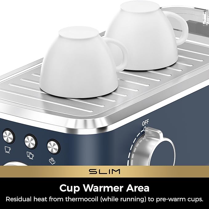 CHULUX Slim 2026 Upgrade Espresso Machine with Milk Frother Steam Wand, 20 Bar Professional Italian Pump Espresso Coffee Machine for Home Cappuccino & Latte Maker, Stainless Steel, Navy