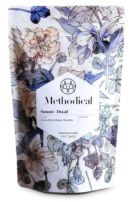 Sunset Decaf Whole Bean Coffee | Deliciously Smooth Decaf Freshly Roasted using E.A. method in the USA from Choice 100% Arabica Colombian Coffee Beans | Fair Trade, 12 Oz.