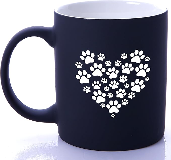 G MUGS Dog Paw Ceramic Coffee Mug, Pet Paw Print Heart Design Mug, Tea Mug, Cute Animal Lover Gift for Women Men,13oz Black Mug
