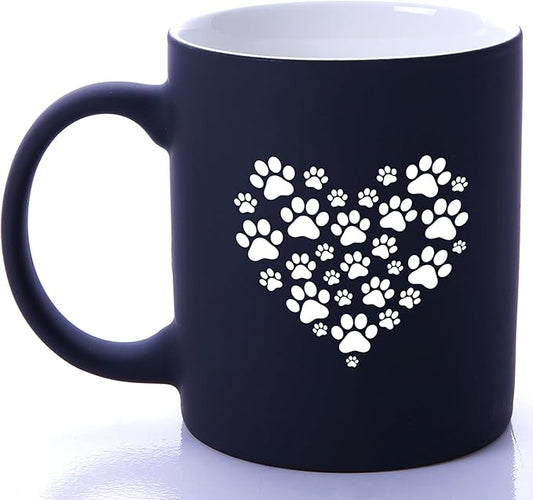 G MUGS Dog Paw Ceramic Coffee Mug, Pet Paw Print Heart Design Mug, Tea Mug, Cute Animal Lover Gift for Women Men,13oz Black Mug