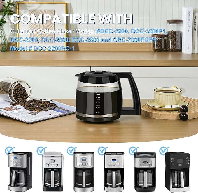 14-Cup Replacement Carafe Compatible with Cuisinart Coffee Maker Models DCC-3200, DCC-3200P1, DCC-2200, DCC-2600, DCC-2800 and CBC-7000PCFR Model# DCC-2200RC-1