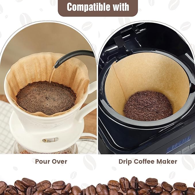600 Count Cone Coffee Filters #4, Clinuse Unbleached Size 04 Coffee Filters 8-12 Cup, Disposable Natural Paper Filters, No.4 Cone Filters for Ninja, Cuisinart, Pour Over and Drip Coffee Maker