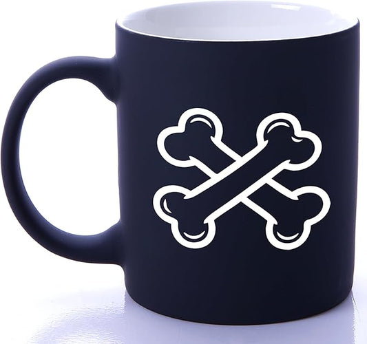 G MUGS Dog Bone Ceramic Coffee Mug - 13oz Tea Mug with Crossed Dog Bones Design, Cute Dog Lover Mug for Pet Owners, Gift for Women Men Black Mug